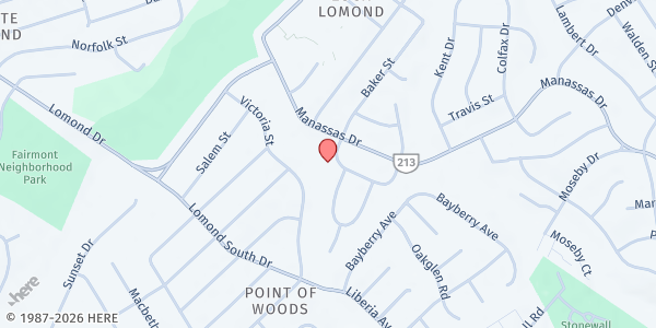 Map showing Freedom Community Church at 9325 Mace Street, Manassas Park, DC