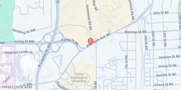 Map showing Basilica of the National Shrine at 400 Michigan Avenue Northeast, Northeast Washington, DC