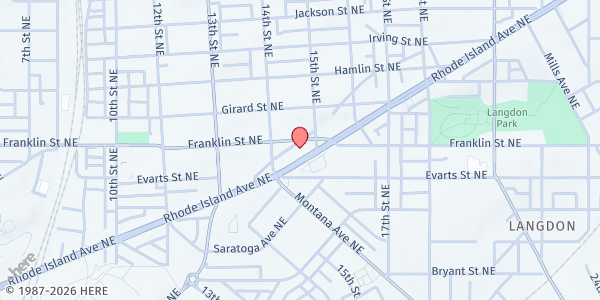 Map showing Catholic Charities - Northeast Washington at 1438 Rhode Island Avenue Northeast, Northeast Washington, DC