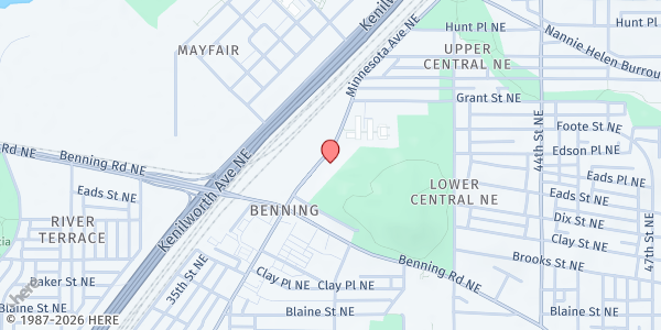 Map showing Damien Ministries Restoration Station at 4063 Minnesota Avenue Northeast, Northeast Washington, DC
