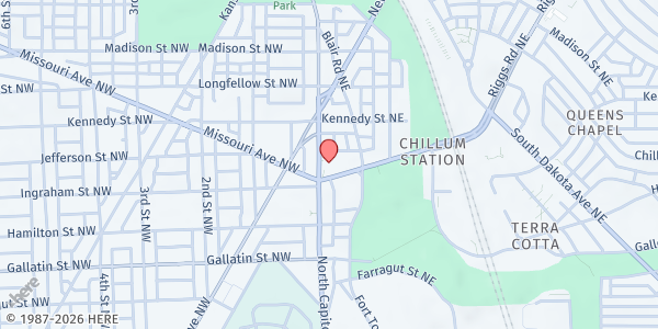 Map showing Plymouth Congregational United Church of Christ - Food Pantry at 5301 North Capitol Street Northeast, Northeast Washington, DC