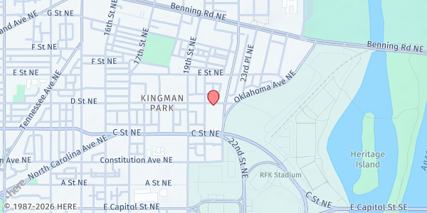 Map showing Saint Benedict The Moor Food Pantry at 320 21st Street Northeast, Northeast Washington, DC