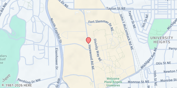 Map showing Soldiers' Angels - Northeast Washington at 3837 Harewood Road Northeast, Northeast Washington, DC