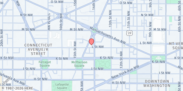 Map showing Ayuda, Inc. Food Pantry at 1101 Vermont Avenue Northwest, Northwest Washington, DC