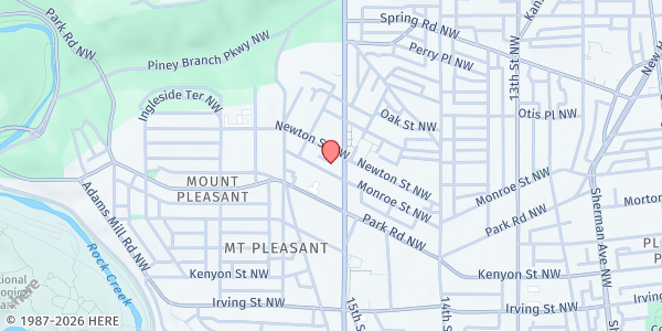 Map showing Canaan Baptist Church at 1607 Monroe Street Northwest, Northwest Washington, DC