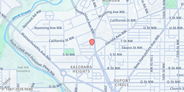 Map showing Charlie's Place at 1820 Connecticut Avenue Northwest, Northwest Washington, DC