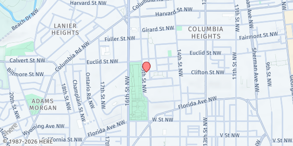 Map showing Community Harvest at 2437 15th Street Northwest, Northwest Washington, DC