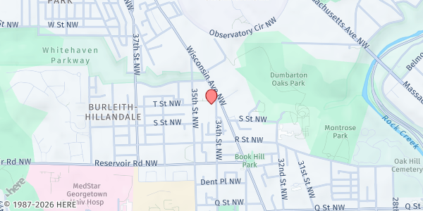 Map showing Hardy Middle School at 1819 35th Street Northwest, Northwest Washington, DC