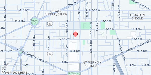 Map showing Immaculate Conception Church at 1315 8th Street Northwest, Northwest Washington, DC