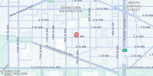 Map showing Oyamel Cocina Mexicana at 401 7th Street Northwest, Northwest Washington, DC