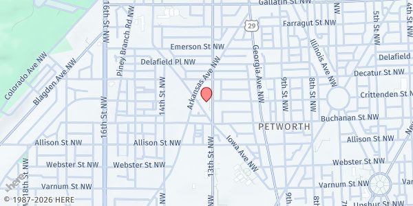 Map showing People's Congregational Church at 4704 13th Street Northwest, Northwest Washington, DC