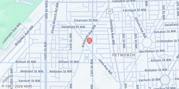 Map showing Peoples Congregational United Church of Christ at 4704 13th Street Northwest, Northwest Washington, DC
