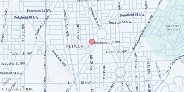 Map showing Southern Rock Baptist Church at 750 Buchanan Street Northwest, Northwest Washington, DC