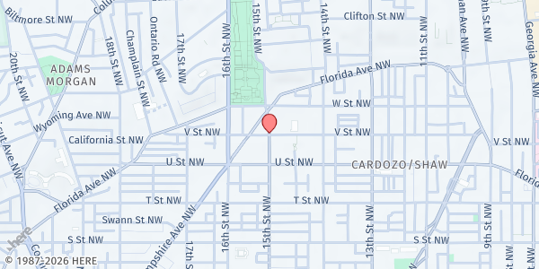 Map showing St Augustine Catholic Church at 2101 15th Street Northwest, Northwest Washington, DC