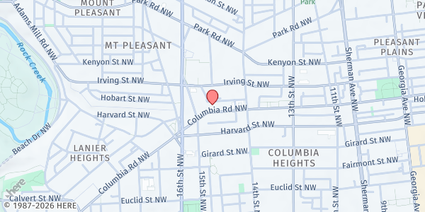 Map showing The Table Church at 1459 Columbia Road Northwest, Northwest Washington, DC