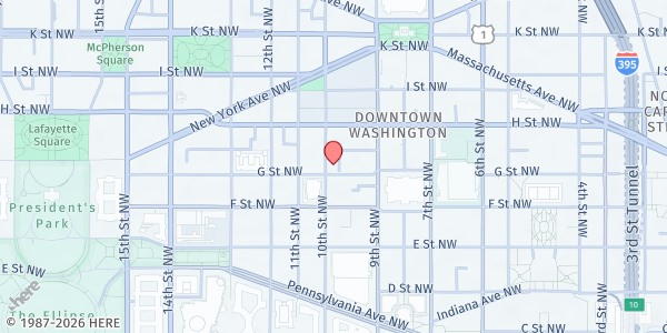 Map showing The Table Church at 945 G Street Northwest, Northwest Washington, DC