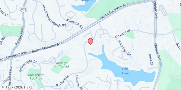 Map showing Reston Interfaith Food Pantry at 11484 Washington Plz W #120, Reston, DC