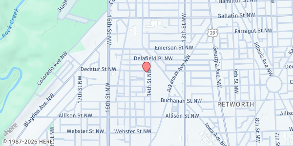Map showing Andromeda Transcultural Health - Monthly Food Market at 1400 Decatur Street Northwest, Sixteenth Street Heights, DC