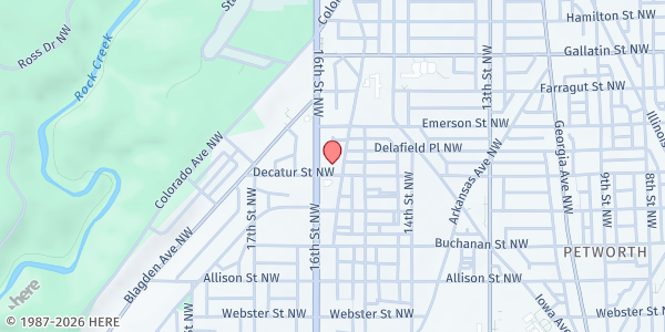 Map showing Church of Christ at 4801 16th Street Northwest, Sixteenth Street Heights, DC