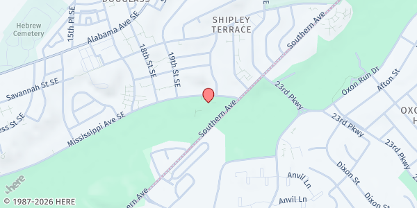 Map showing Covenant House Greater Washington at 2001 Mississippi Avenue Southeast, Southeast Washington, DC