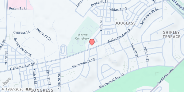 Map showing Freedom Chapel Church at 1430 Alabama Avenue Southeast, Southeast Washington, DC