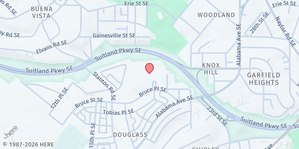 Map showing Friends Of Douglass Community Center at 1922 Frederick Douglass Court Southeast, Southeast Washington, DC