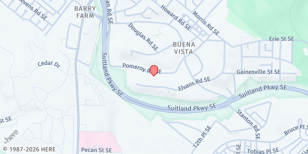 Map showing Horton's Kids - Southeast Washington at 2500 Pomeroy Road Southeast, Southeast Washington, DC