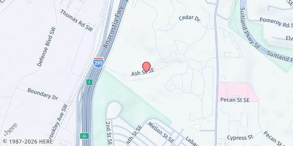 Map showing International Food Policy Research Institute at 1201 Ash Street Southeast, Southeast Washington, DC