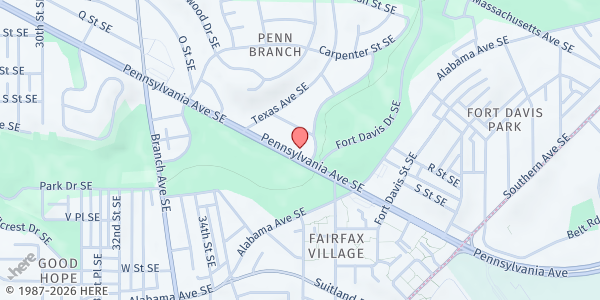 Map showing Marian Miller Community Center - Nehemiah's Food Pantry at 3456 Pennsylvania Avenue Southeast, Southeast Washington, DC