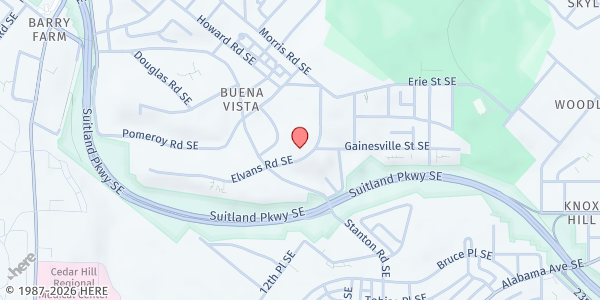 Map showing Martha's Table - The Commons Lobby Market (Southeast) at 2375 Elvans Road Southeast, Southeast Washington, DC