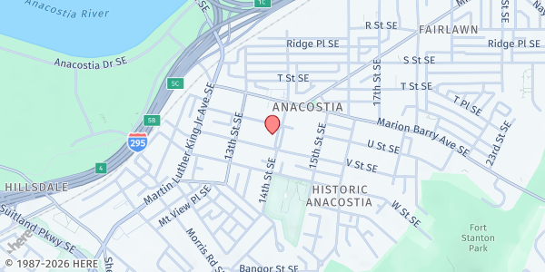 Map showing St. Philip the Evangelist Episcopal Church at 2001 14th Street Southeast, Southeast Washington, DC