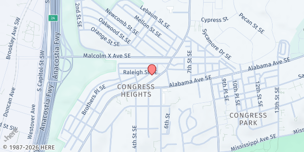Map showing The Salvation Army National Capital Area Command - Washington DC at 3101 Martin Luther King Junior Avenue Southeast (Wards 5-8), Southeast Washington, DC