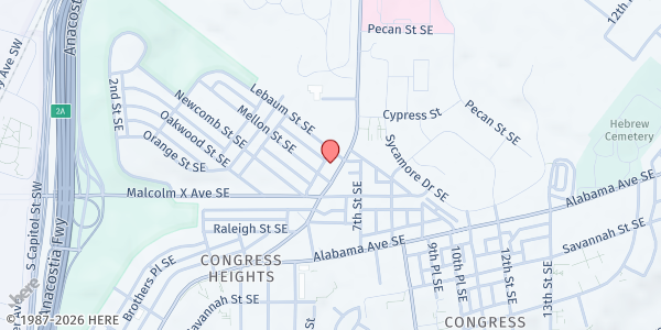 Map showing United Planning Organization - MLK Avenue Southeast at 2907 Martin Luther King Junior Avenue Southeast, Southeast Washington, DC