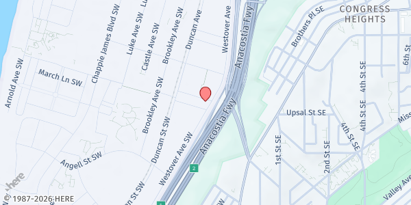 Map showing JBAB Top 3 Food Pantry at 51 Westover Avenue Southwest, Southwest Washington, DC