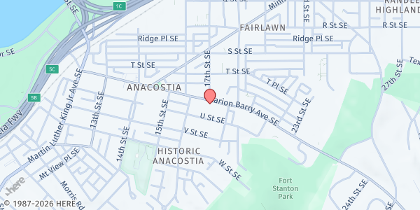 Map showing Anacostia Community Service Center at 1649 Marion Barry Avenue SouthEast, Washington, DC