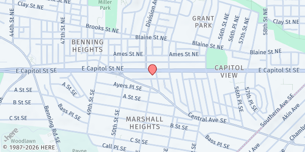 Map showing Atonement Episcopal Church Food Pantry at 5073 East Capitol Street SE, Washington, DC