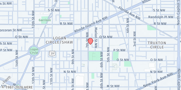 Map showing Bread for the City Northwest at 1525 7th St. NW, Washington, DC