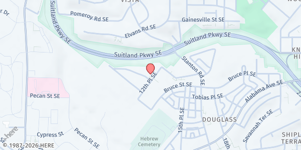 Map showing Brighter Day Ministries Food Pantry at 2525 12th Pl SE, Washington, DC