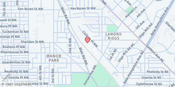 Map showing Brookland Senior Day Care Center, Inc. at 6210 Chillum Place NW, Washington, DC