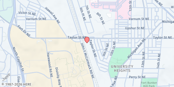 Map showing Capital Area Foodbank Main Office at 645 Taylor Street Northeast, Washington, DC
