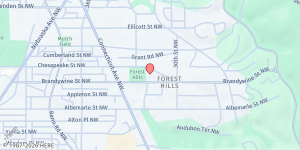 Map showing CAPITAL MEMORIAL CHURCH of Seventh Day Adventist at 3150 Chesapeake Street Northwest, Washington, DC