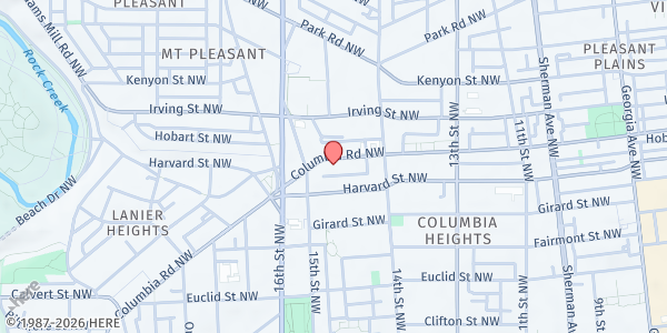 Map showing CARECEN at 1460 Columbia Road Northwest, Washington, DC