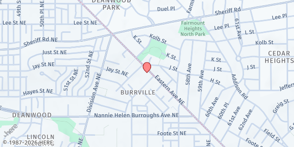 Map showing Church of the Incarnation, St. Vincent De Paul Society at 880 Eastern Ave NE, Washington, DC