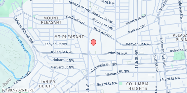 Map showing Columbia Heights Education Campus at 3101 16th Street Northwest, Washington, DC