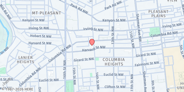 Map showing Columbia Heights Village Tenant Association at 2900 14th Street Northwest, Washington, DC