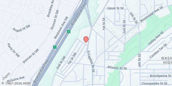 Map showing Covenant Baptist Food Pantry at 3845 South Capitol St SW, Washington, DC