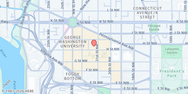 Map showing DC University Food Pantry GWU at 800 21st Street NW, Washington, DC