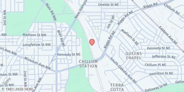 Map showing Emanuel Spanish SDA Church at 5642 3rd Street NE, Washington, DC