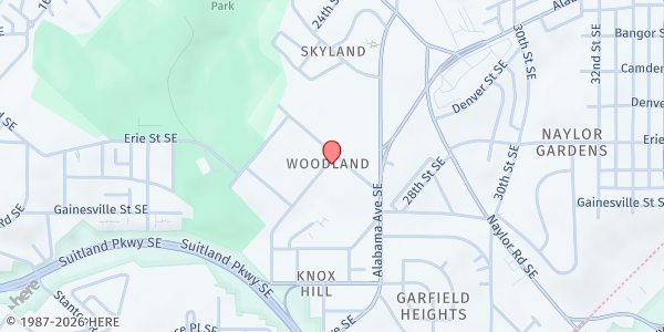 Map showing Emmanuel Baptist Church at 2409 Ainger Place SE, Washington, DC