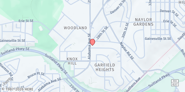Map showing Faith Tabernacle of Prayer at 2465 Alabama Ave SE, Washington, DC